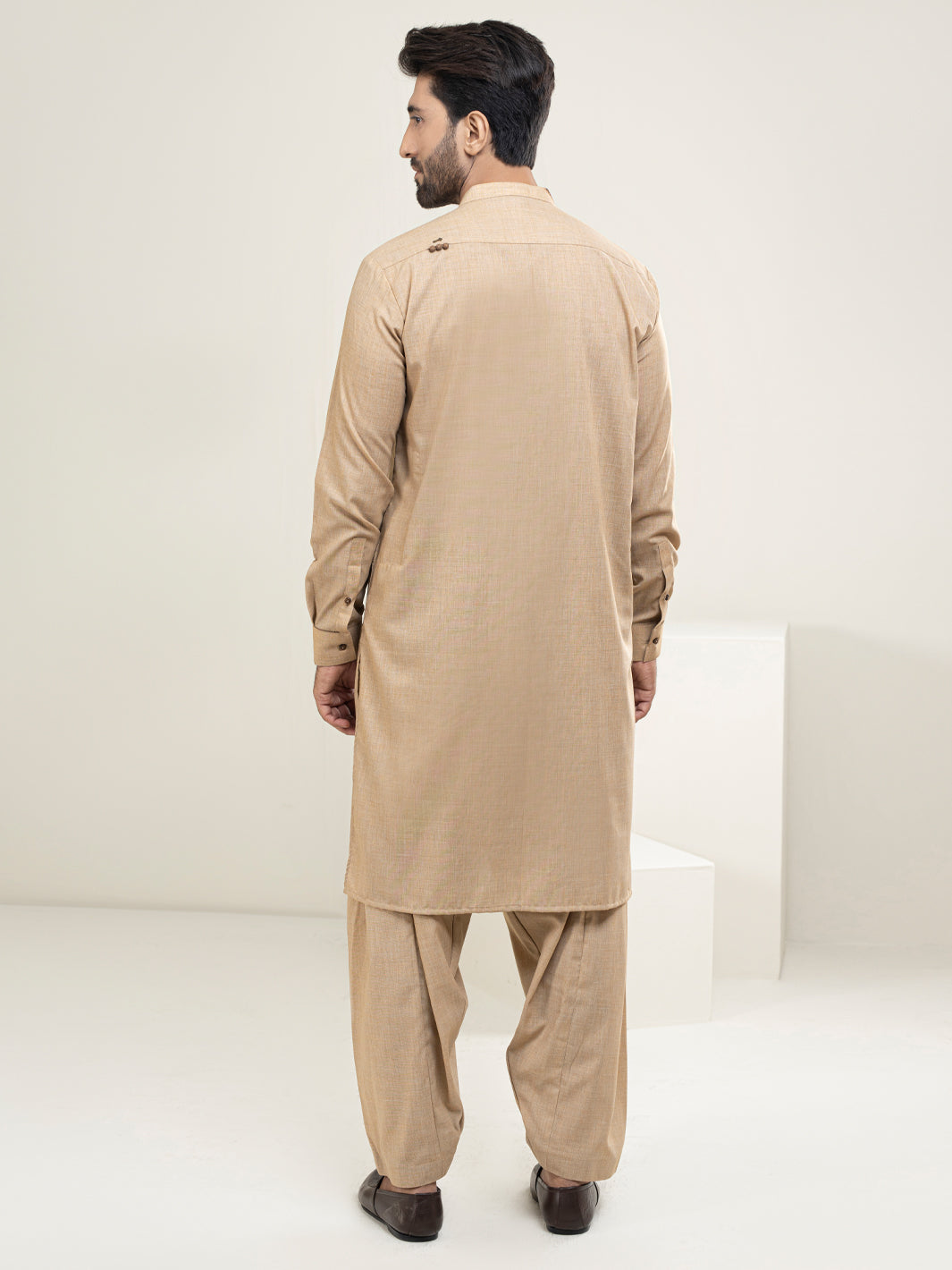 Beige Blended Kameez Shalwar - AL-KS-2935