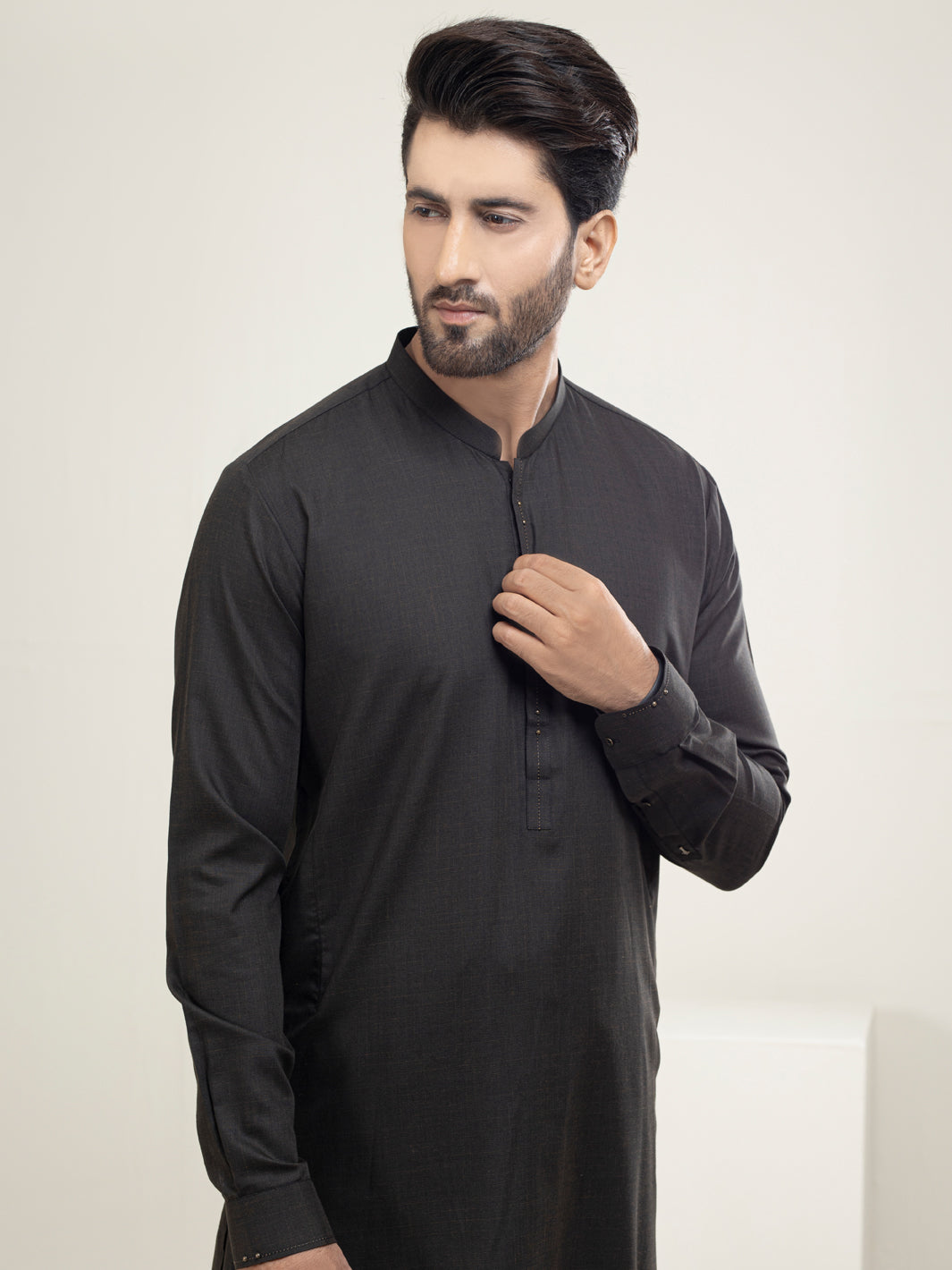 Dark Brown Blended Kameez Shalwar - AL-KS-2948