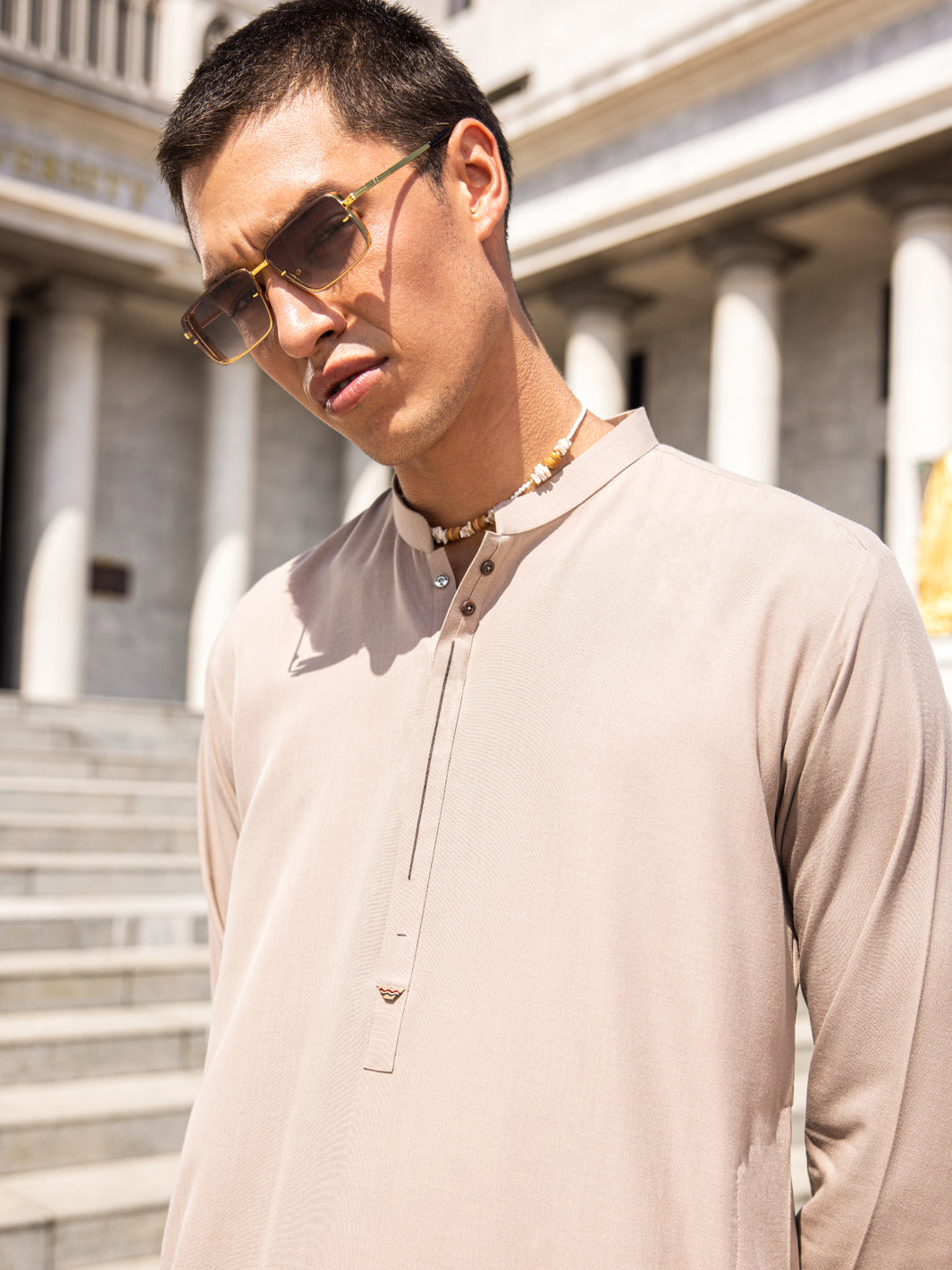 Beige Blended Kameez Shalwar - AL-KS-2993 - Almirah Online