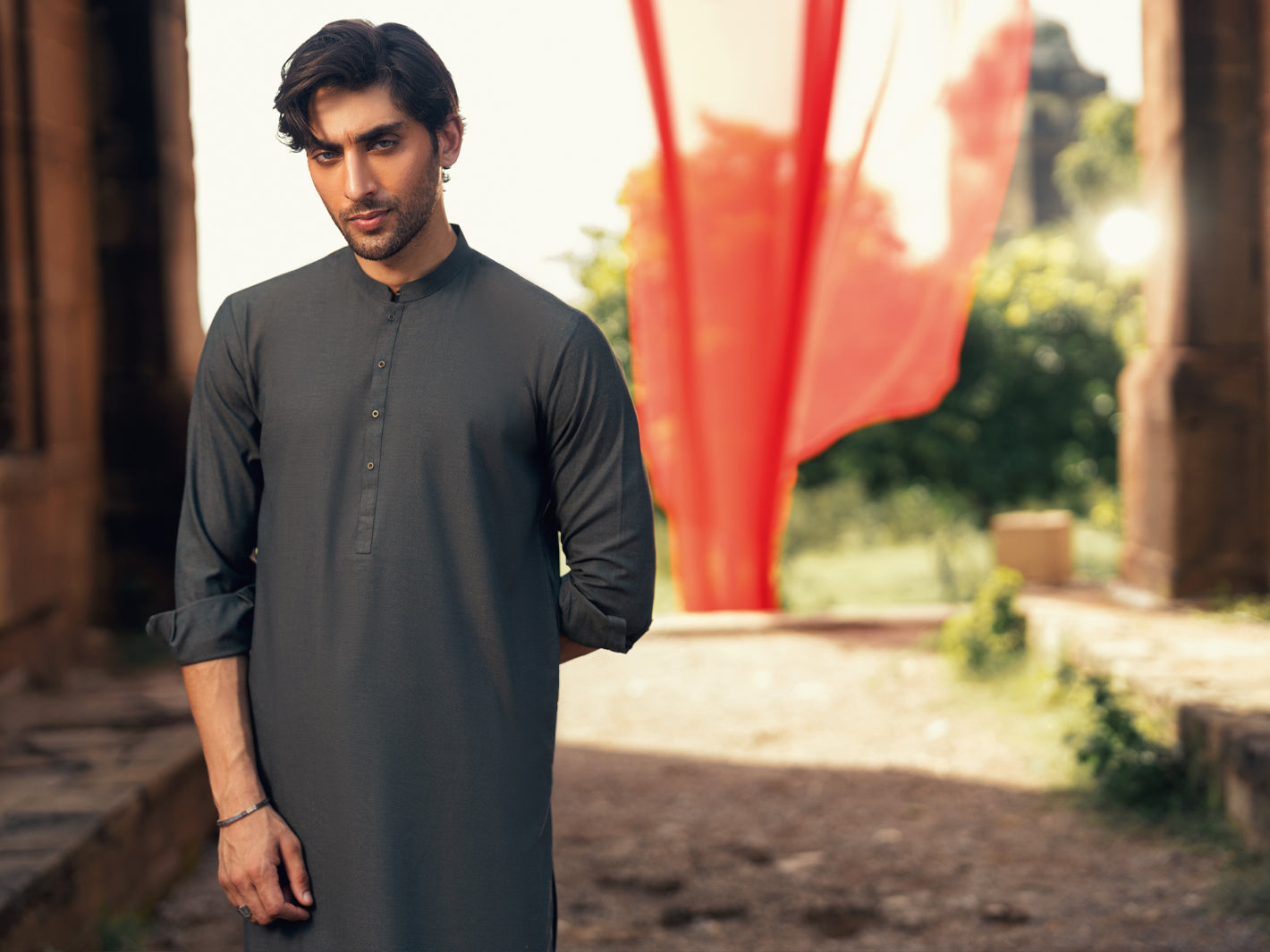 Green Cut & Sew Kameez Shalwar - AL-KS-3178