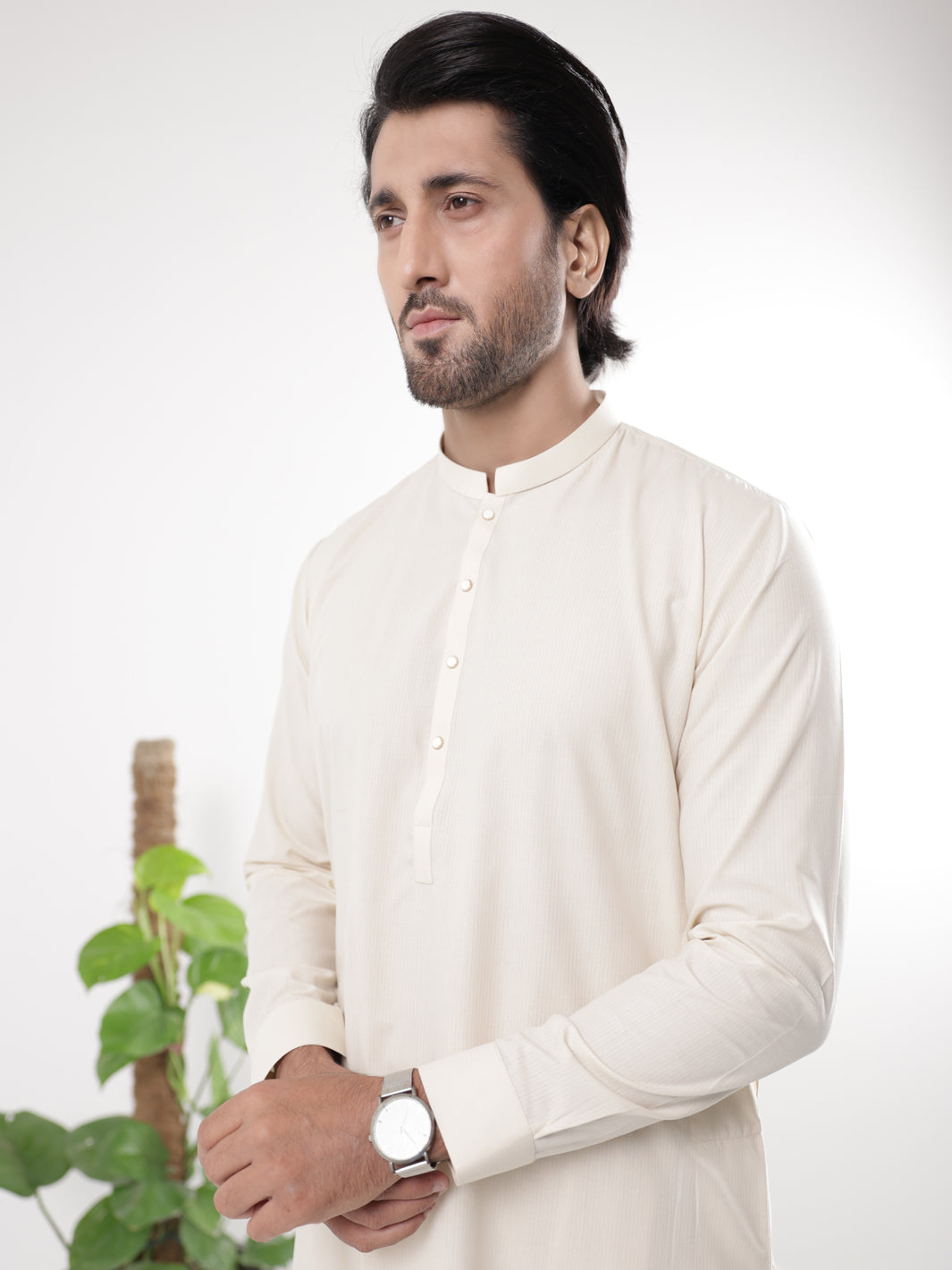 Cream Blended Kameez Shalwar - AL-KS-3224A