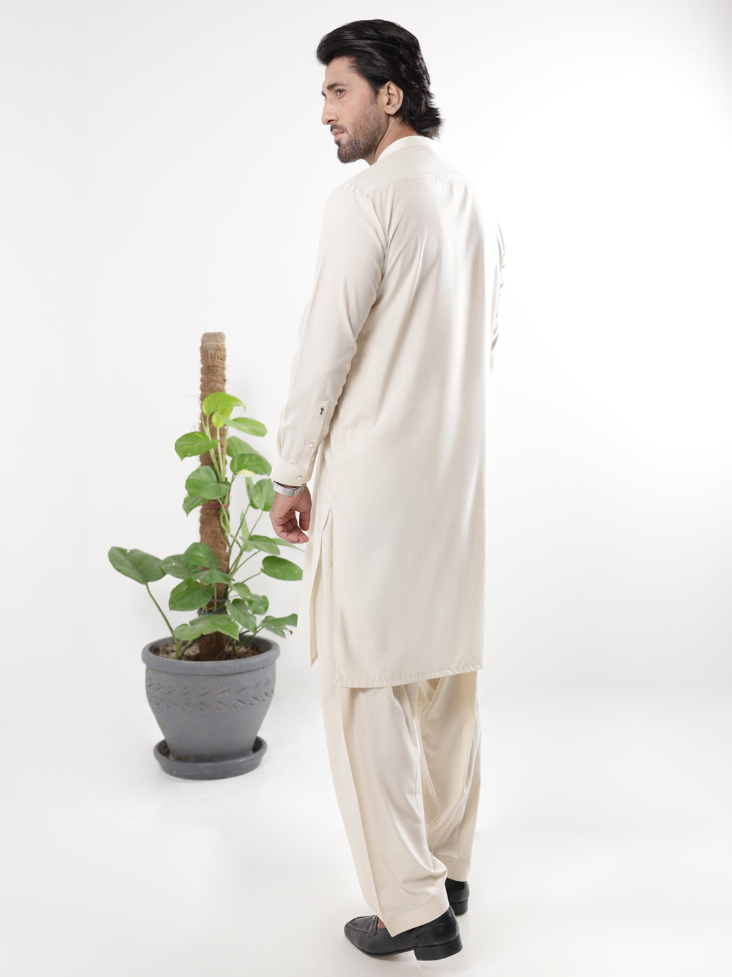 Cream Blended Kameez Shalwar - AL-KS-3224A