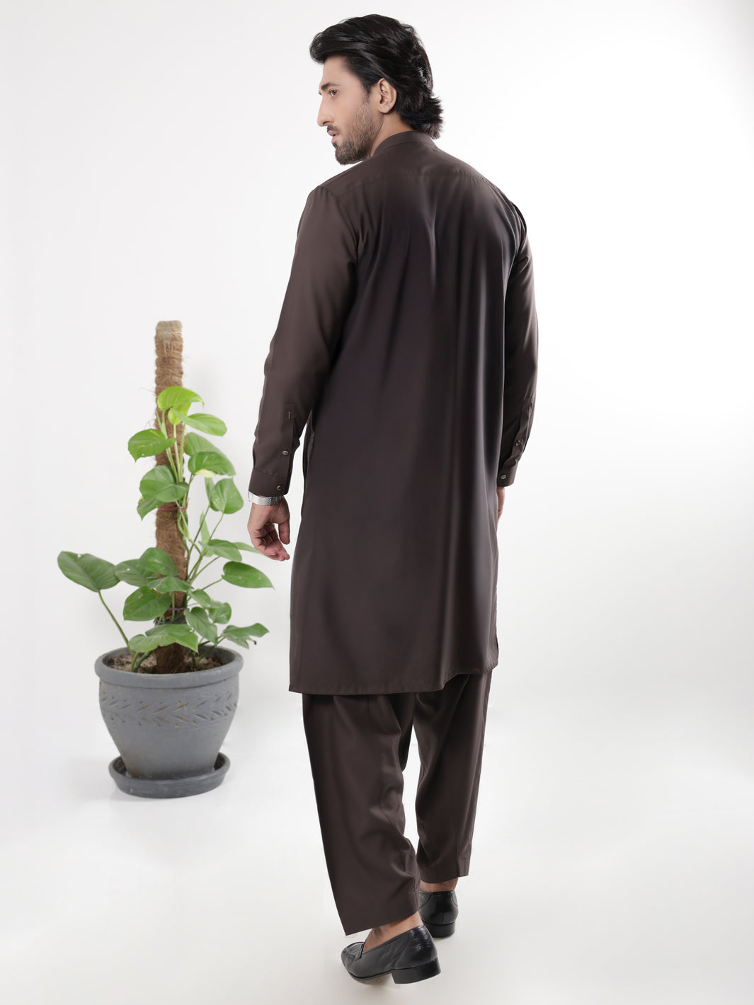 Brown Blended Kameez Shalwar - AL-KS-3224B