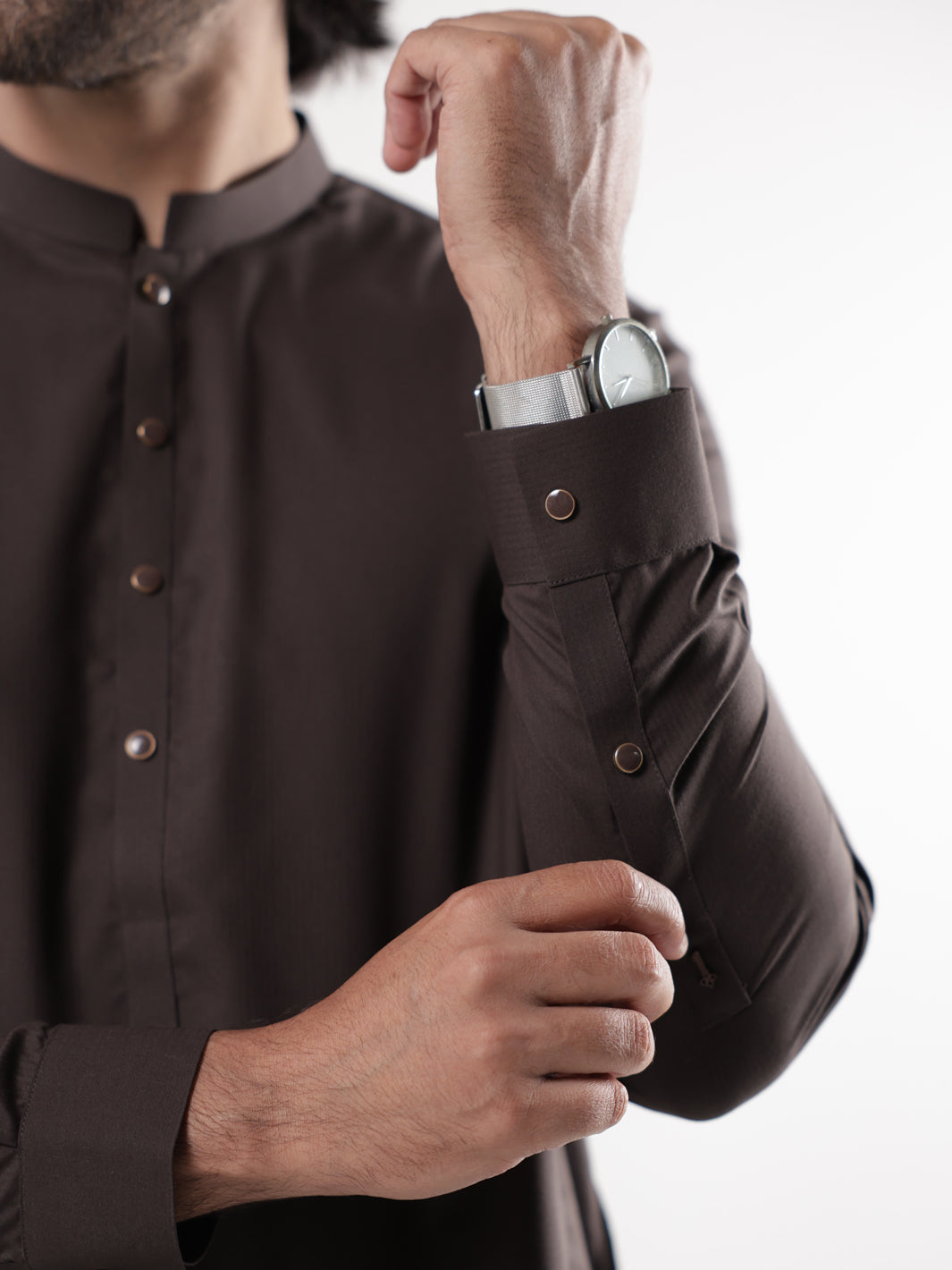 Brown Blended Kameez Shalwar - AL-KS-3224B