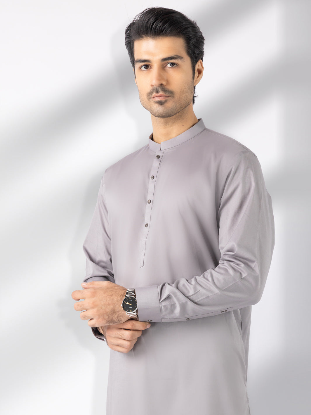 Grey Cotton Kameez Shalwar - AL-KS-3245B