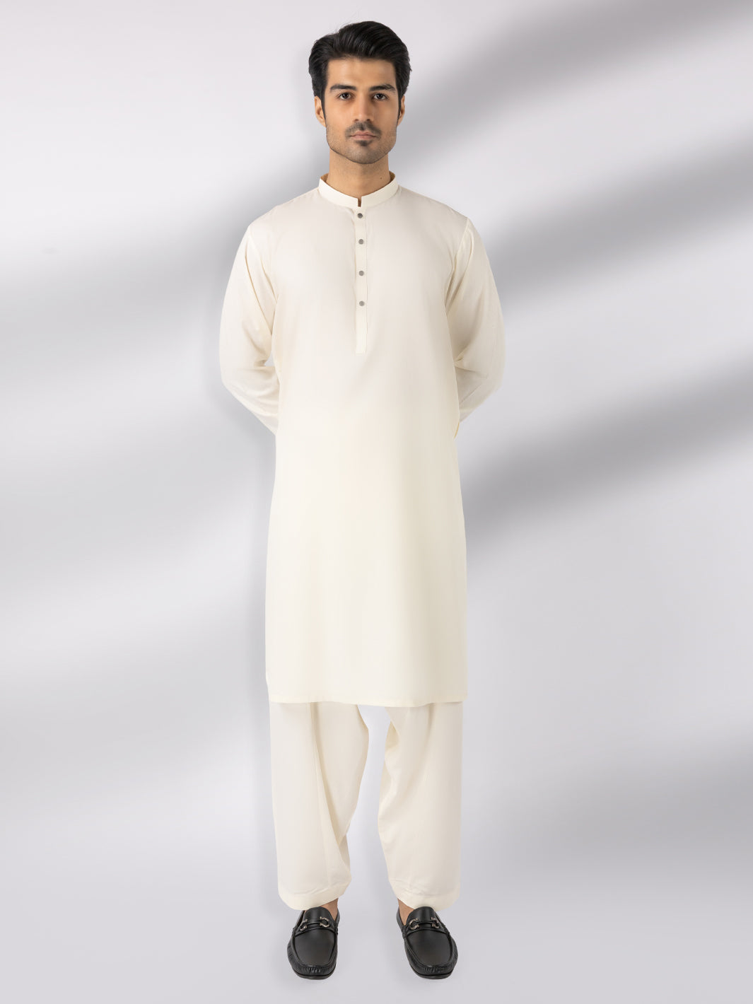 Cream Blended Kameez Shalwar - AL-KS-3247E
