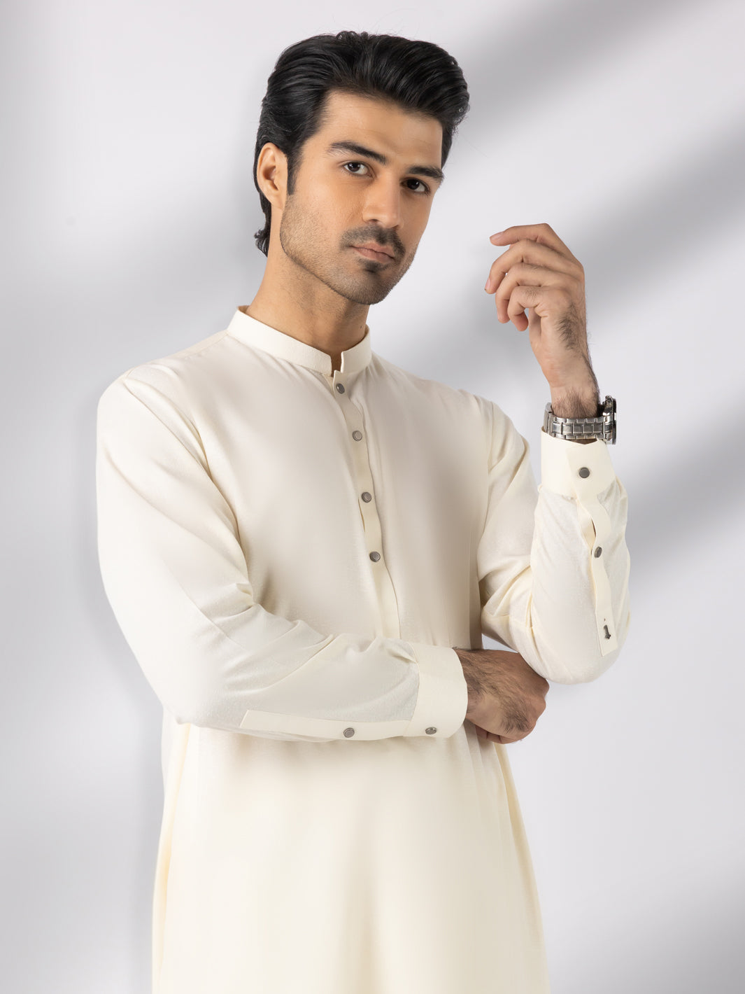 Cream Blended Kameez Shalwar - AL-KS-3247E