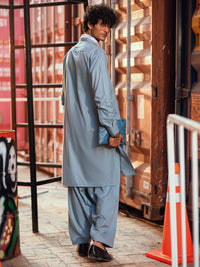 Light Blue Cut & Sew Kameez Shalwar - AL-KS-3250