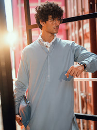 Light Blue Cut & Sew Kameez Shalwar - AL-KS-3250