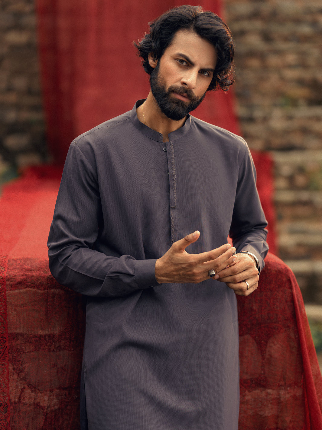 Dark Purple Semi-Formal Kameez Shalwar - AL-KS-3254