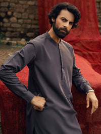 Dark Purple Semi-Formal Kameez Shalwar - AL-KS-3254