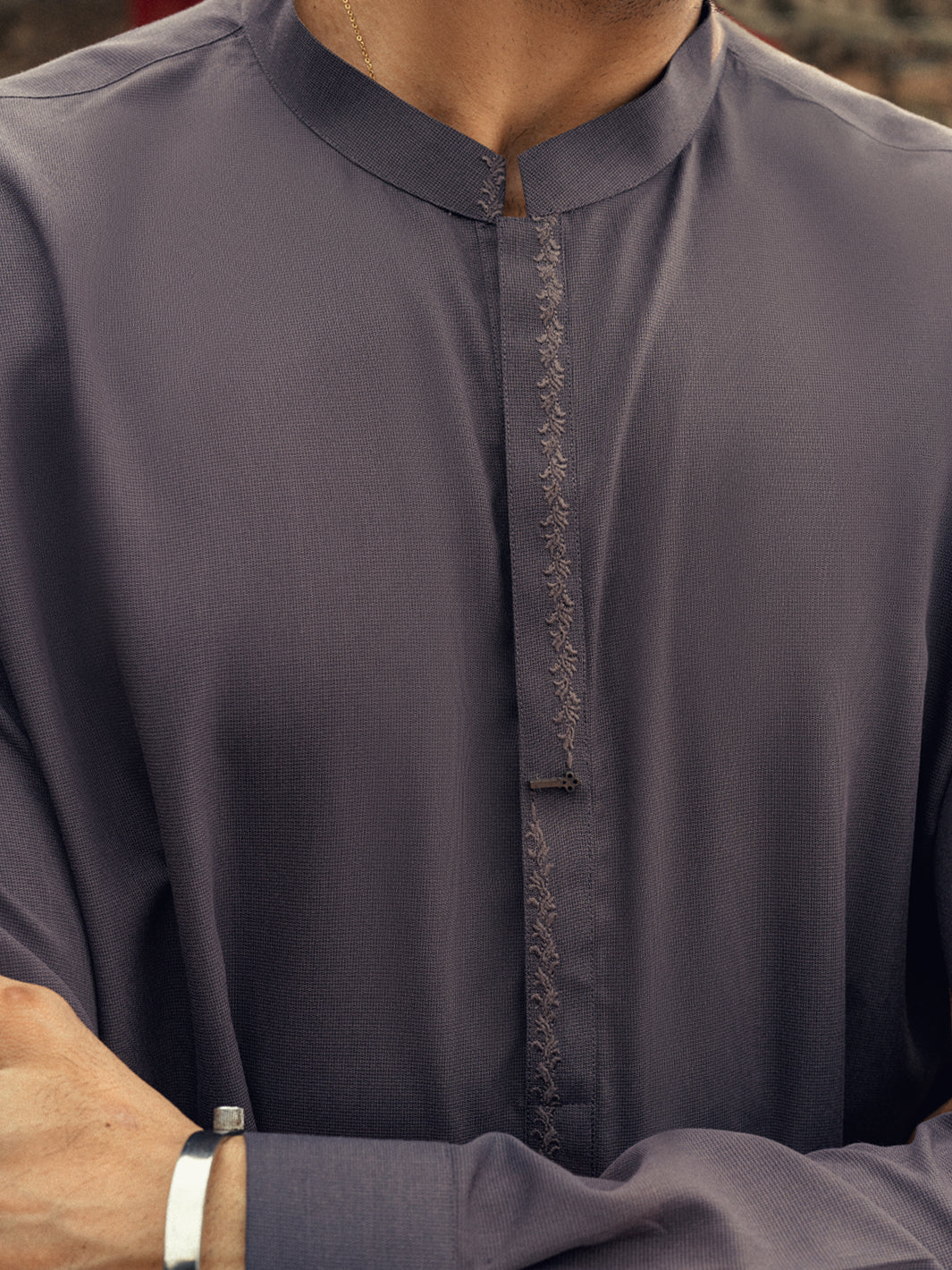 Dark Purple Semi-Formal Kameez Shalwar - AL-KS-3254