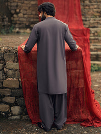 Dark Purple Semi-Formal Kameez Shalwar - AL-KS-3254