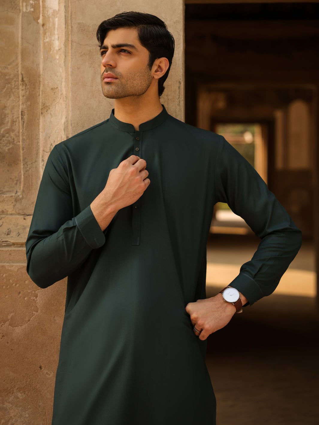 Green Cut & Sew Kameez Shalwar - AL-KS-3260