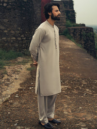 Ash Grey Cut & Sew Kameez Shalwar - AL-KS-3266