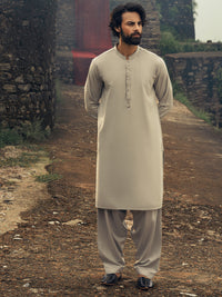 Ash Grey Cut & Sew Kameez Shalwar - AL-KS-3266