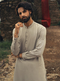 Ash Grey Cut & Sew Kameez Shalwar - AL-KS-3266