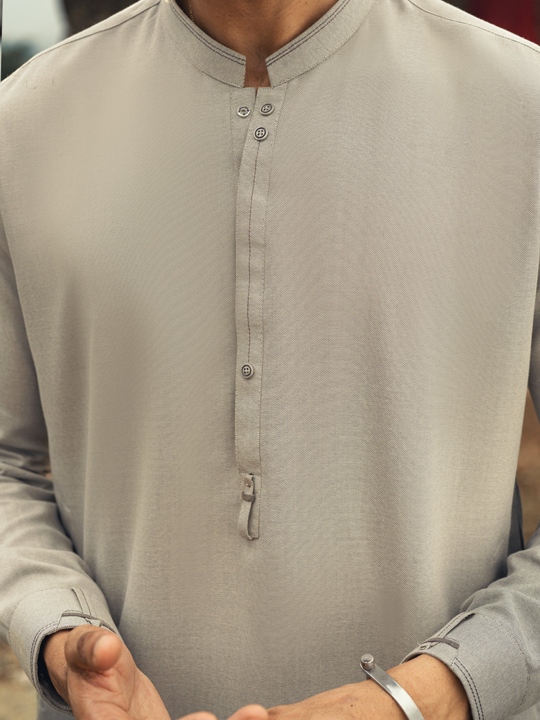 Ash Grey Cut & Sew Kameez Shalwar - AL-KS-3266