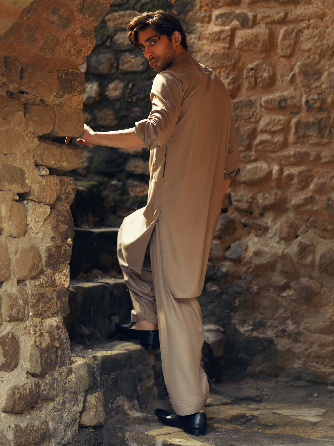 Beige Kameez Shalwar - AL-KS-3273