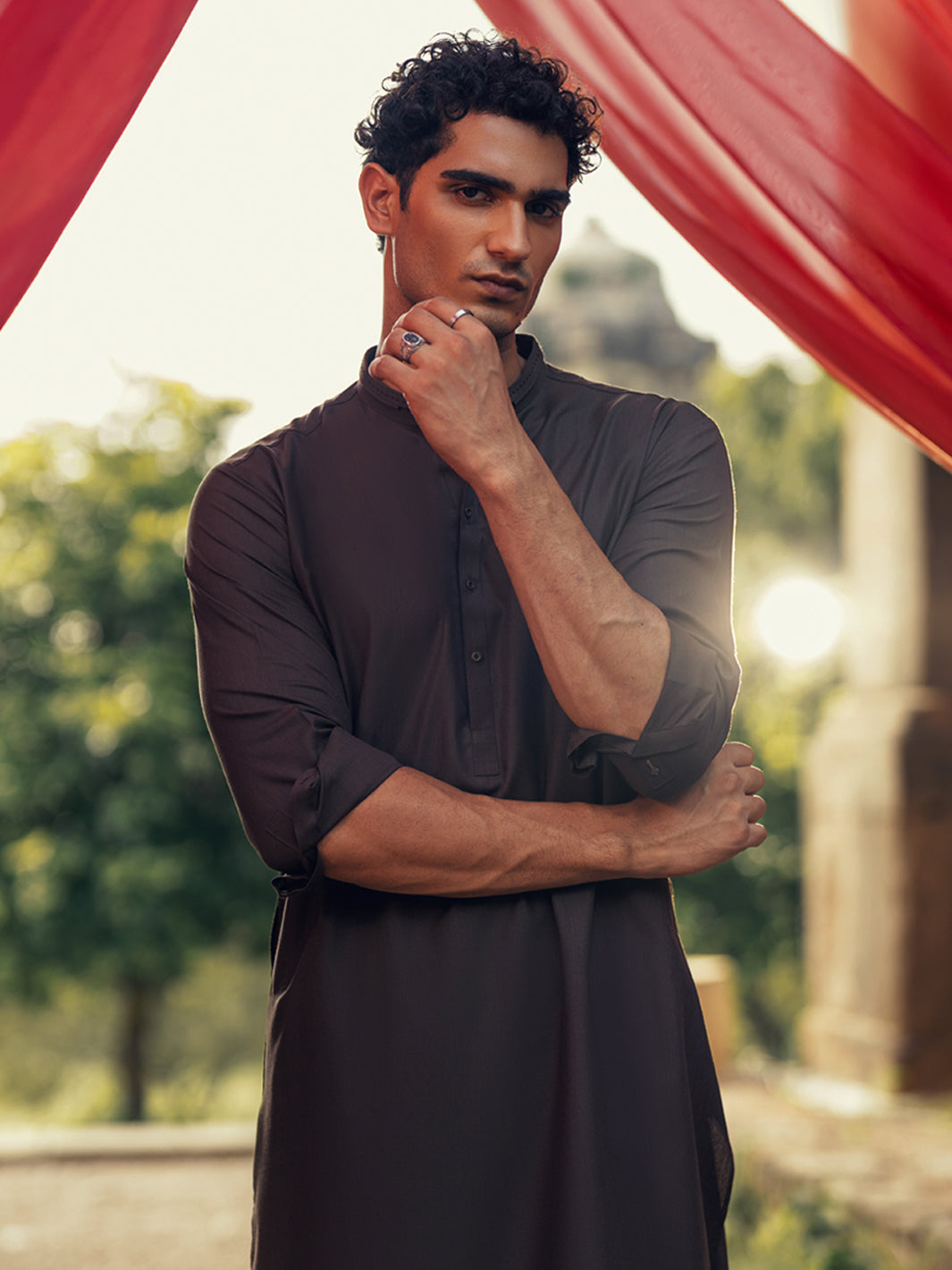 Dark Brown Kameez Shalwar - AL-KS-3275