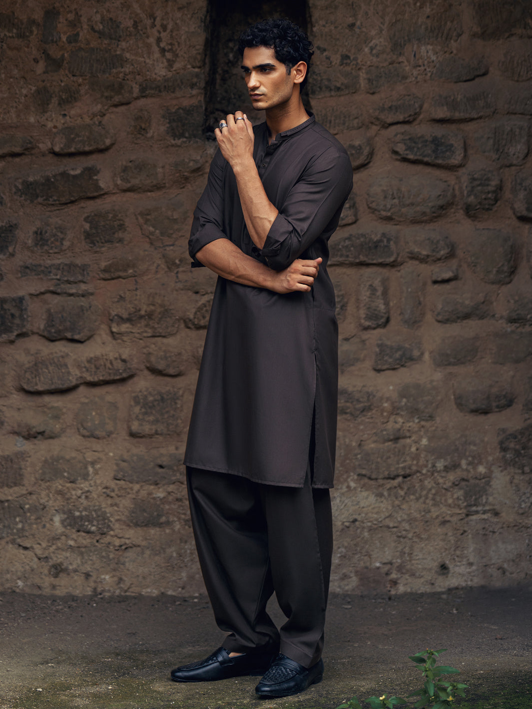 Dark Brown Kameez Shalwar - AL-KS-3275
