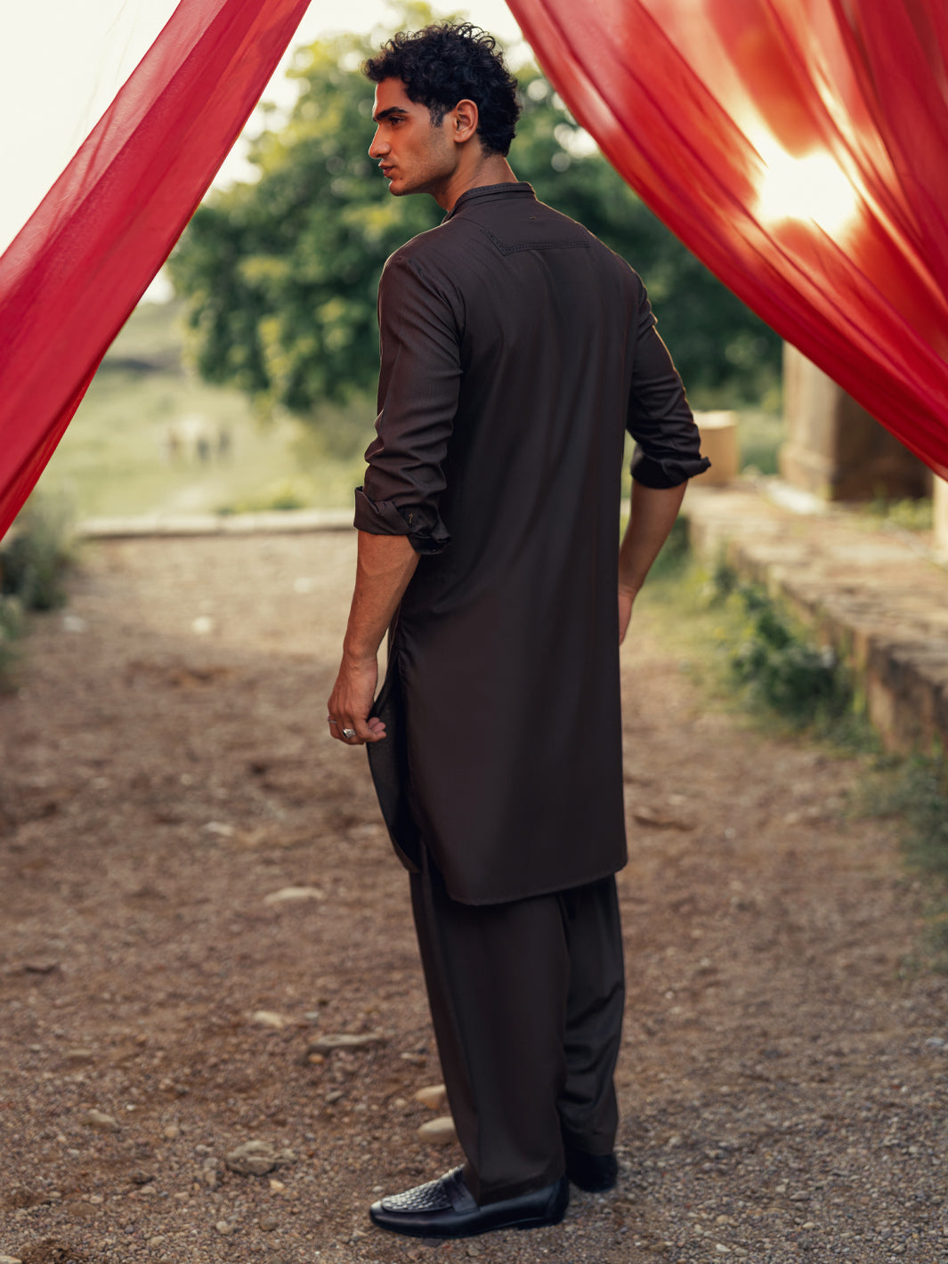 Dark Brown Kameez Shalwar - AL-KS-3275