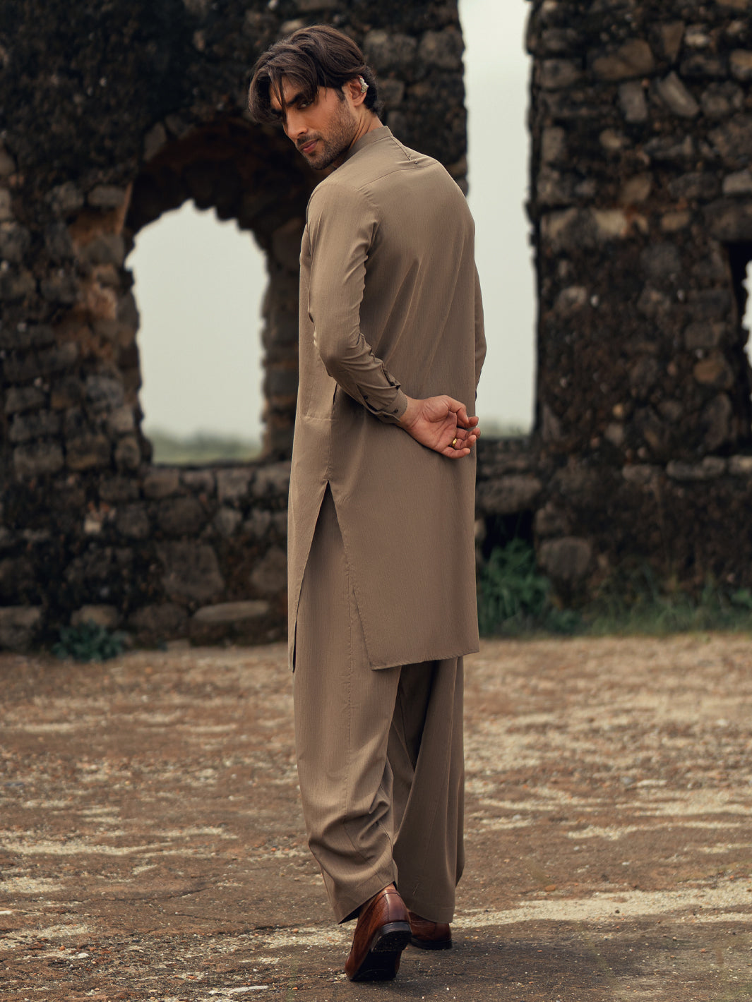 Light Brown Kameez Shalwar - AL-KS-3280