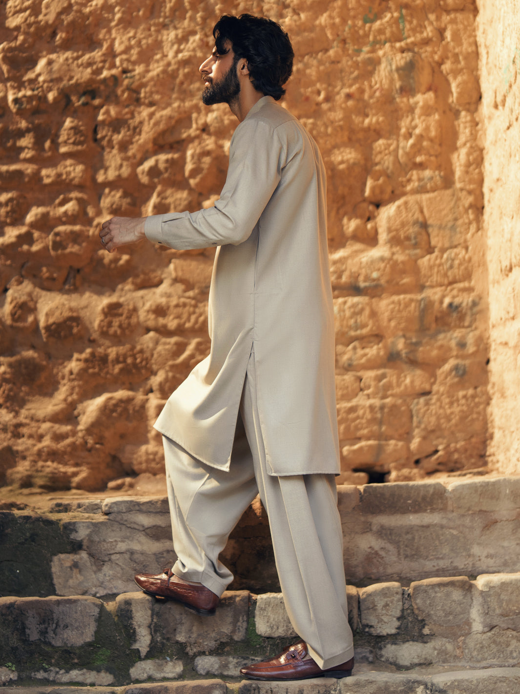Beige Kameez Shalwar - AL-KS-3284