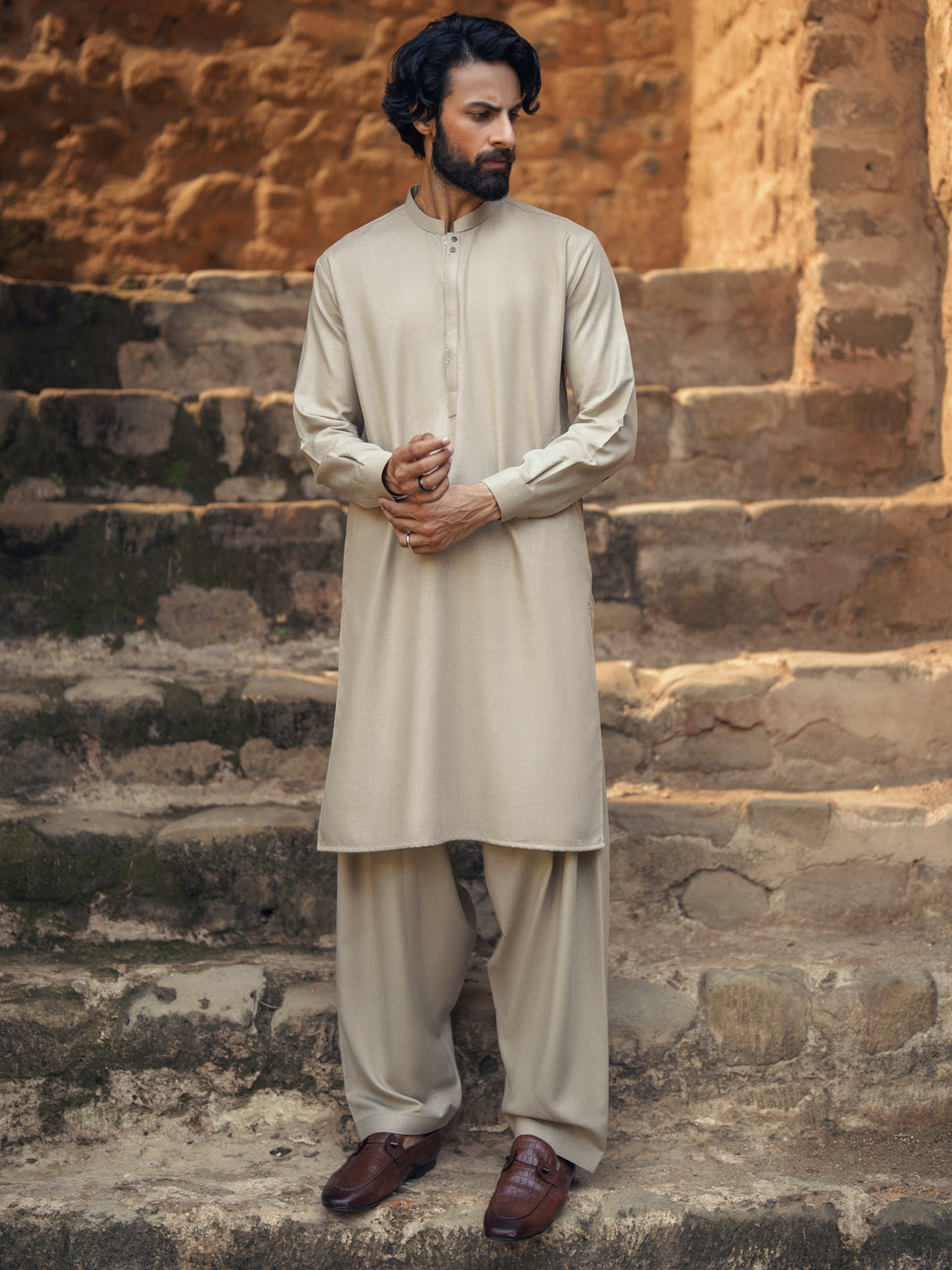 Beige Kameez Shalwar - AL-KS-3284
