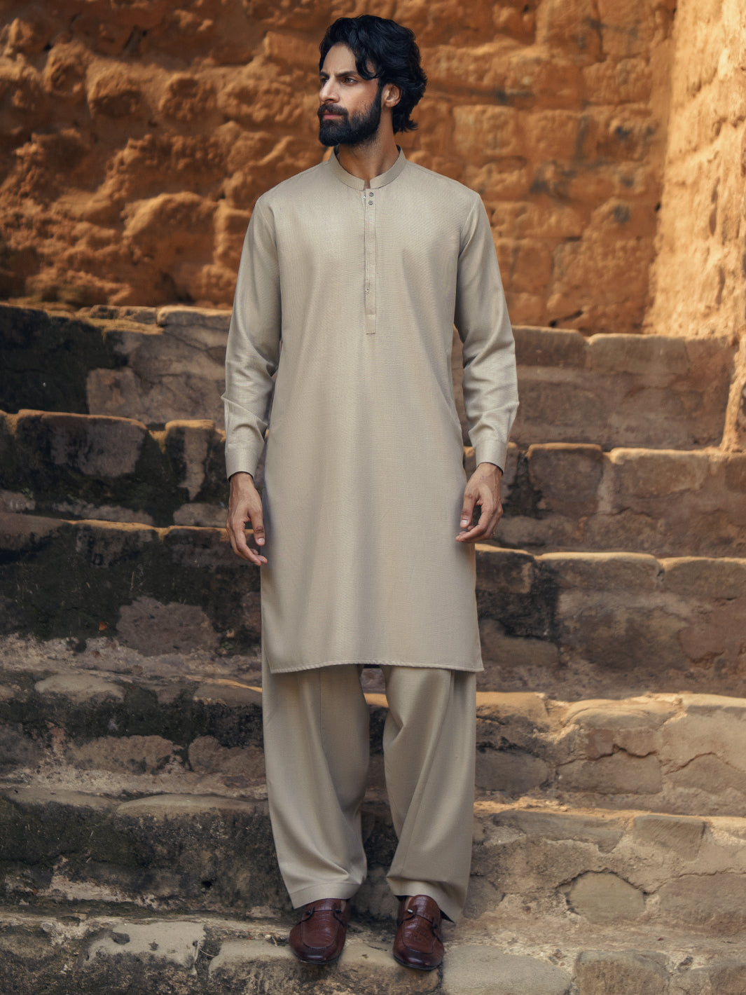 Beige Kameez Shalwar - AL-KS-3284