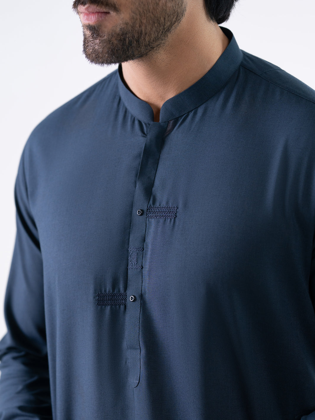 Dark Blue Semi-Formal Kameez Shalwar - AL-KS-3297