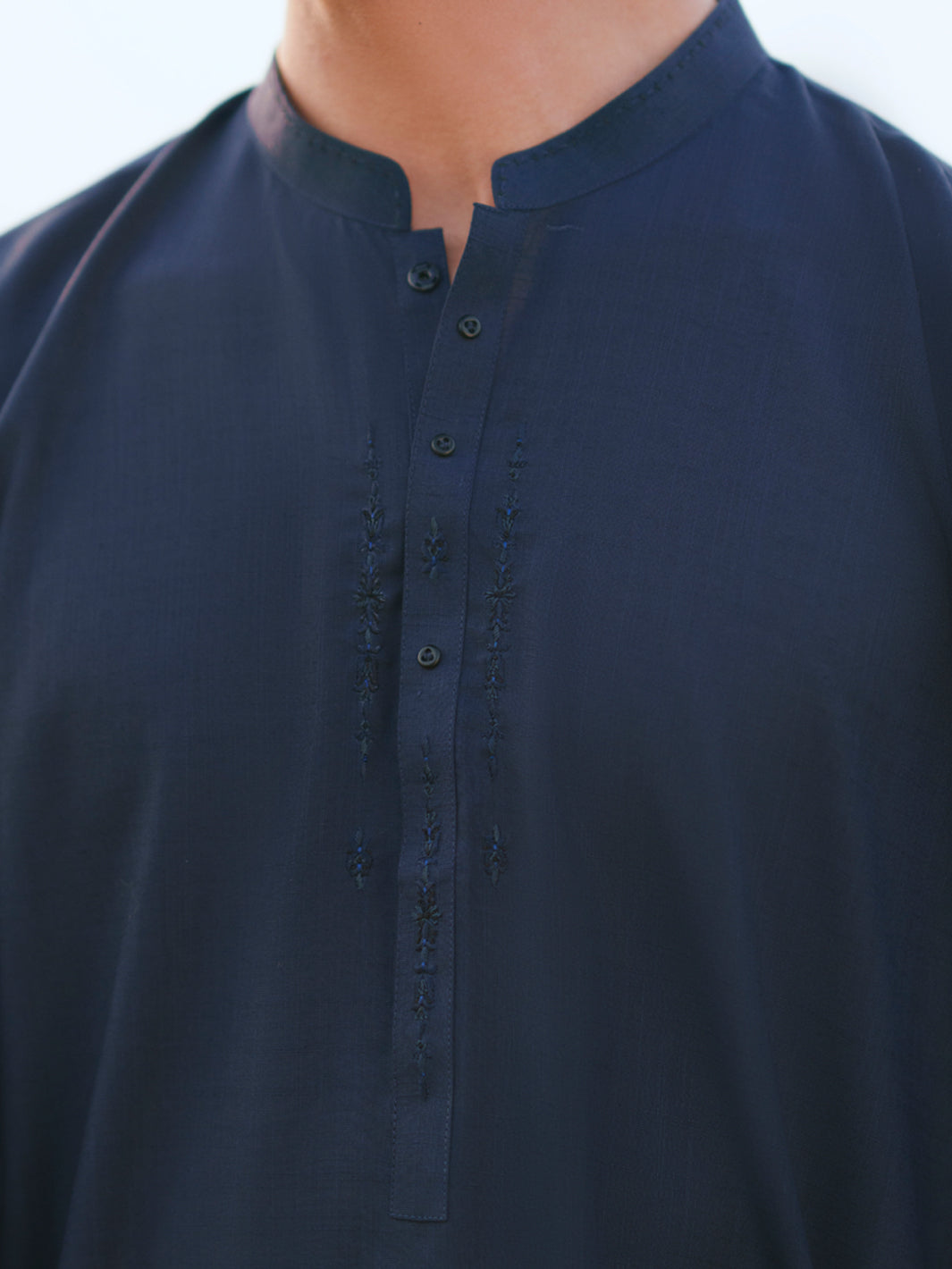 Navy Blue Cut & Sew Kameez Shalwar - AL-KS-3344