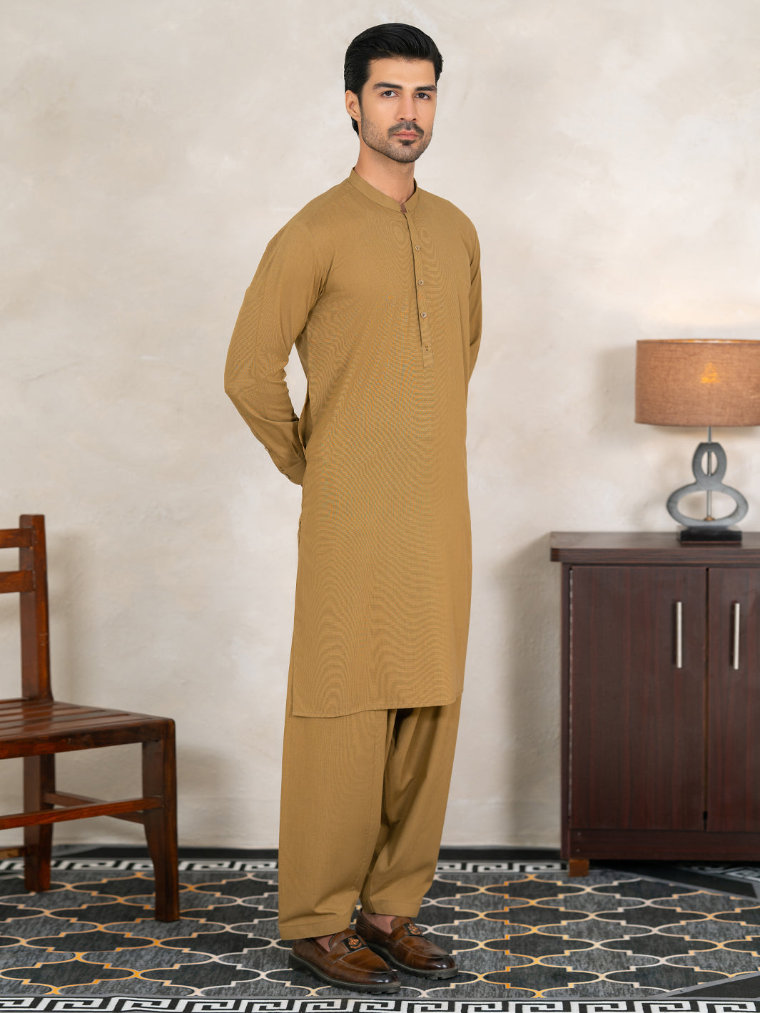 Green Cut & Sew Kameez Shalwar - AL-KS-3352