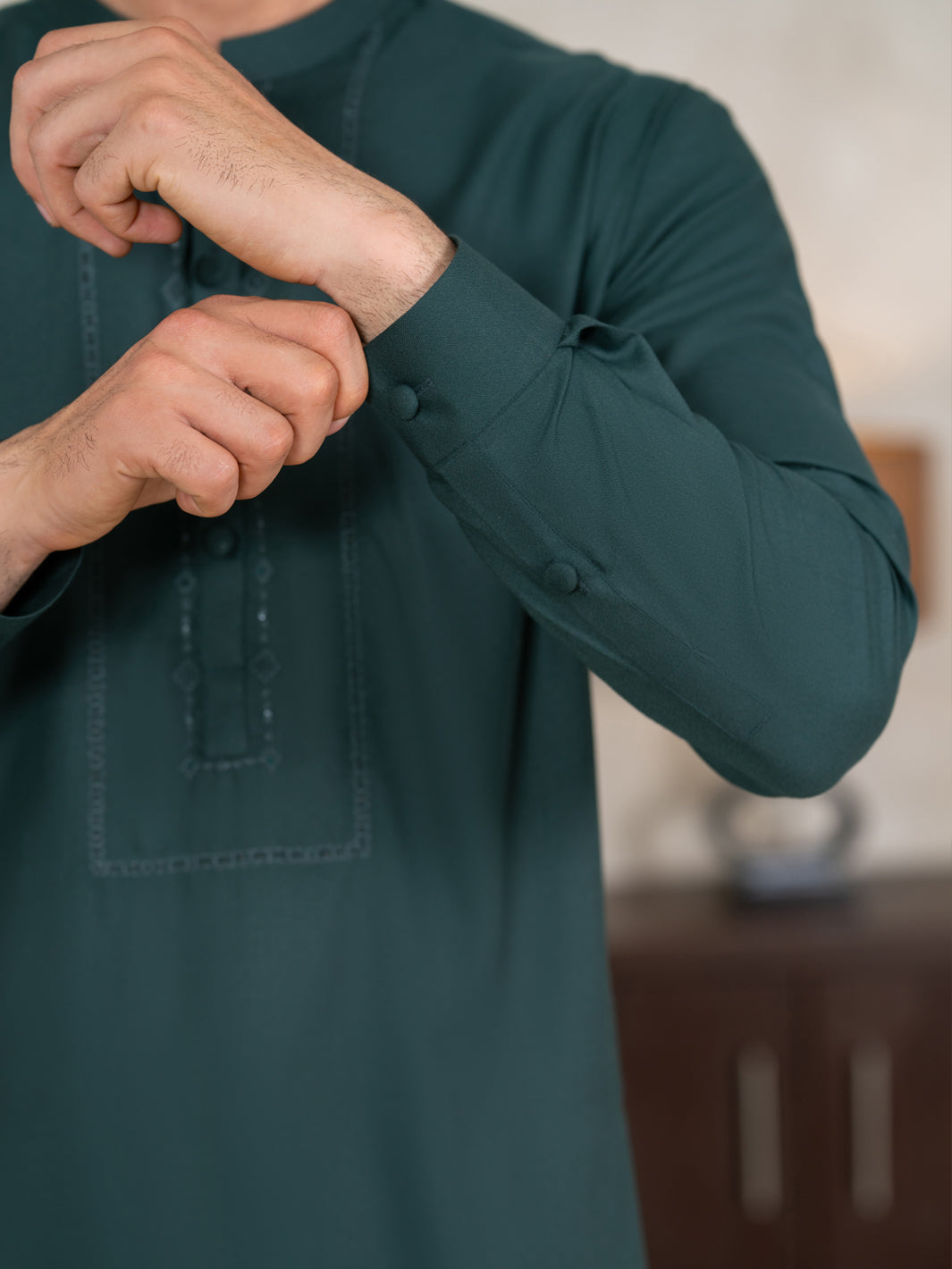 Dark Green Kameez Shalwar - AL-KS-3372