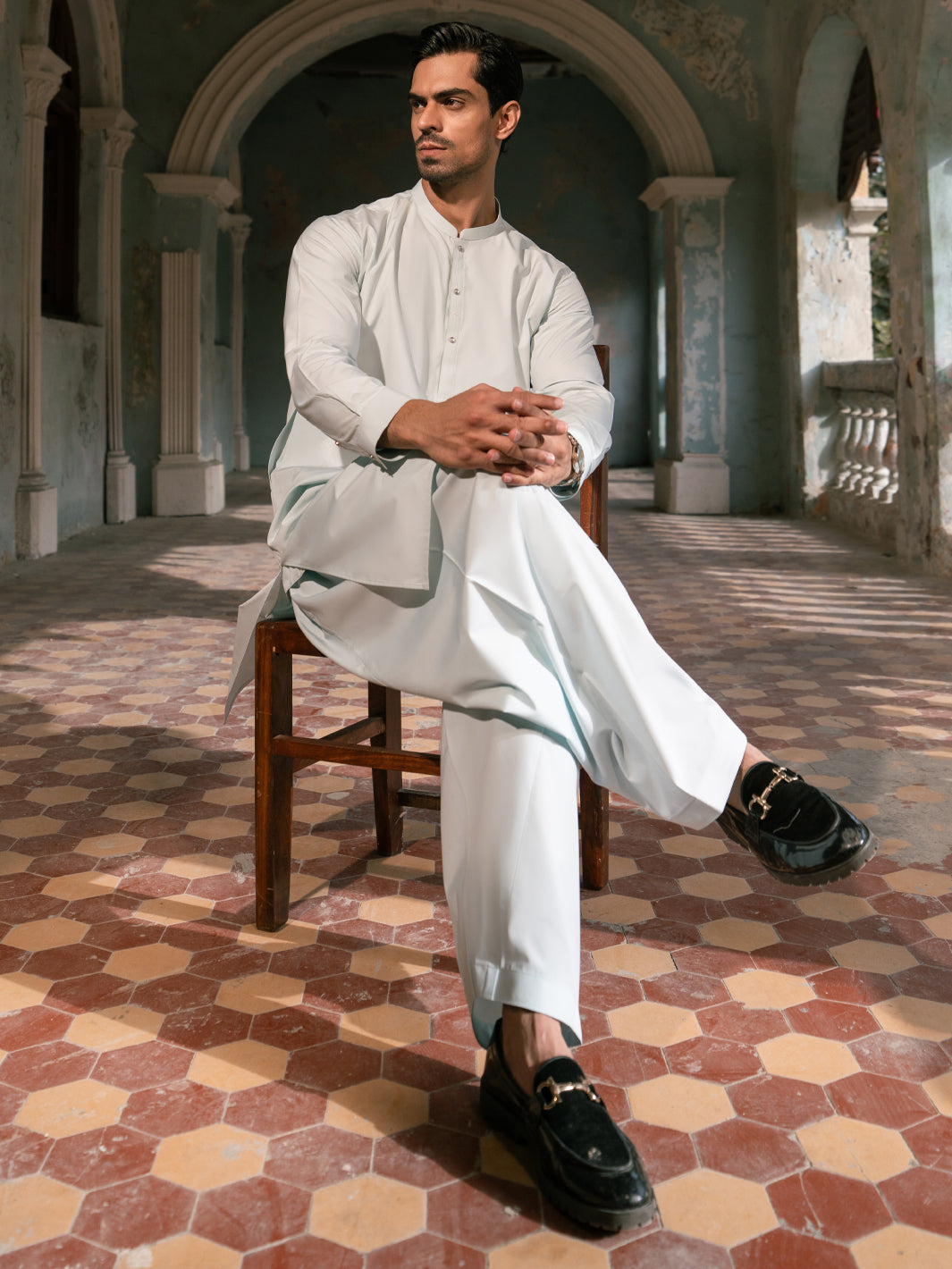 Sky Blue Kameez Shalwar - AL-KS-3383