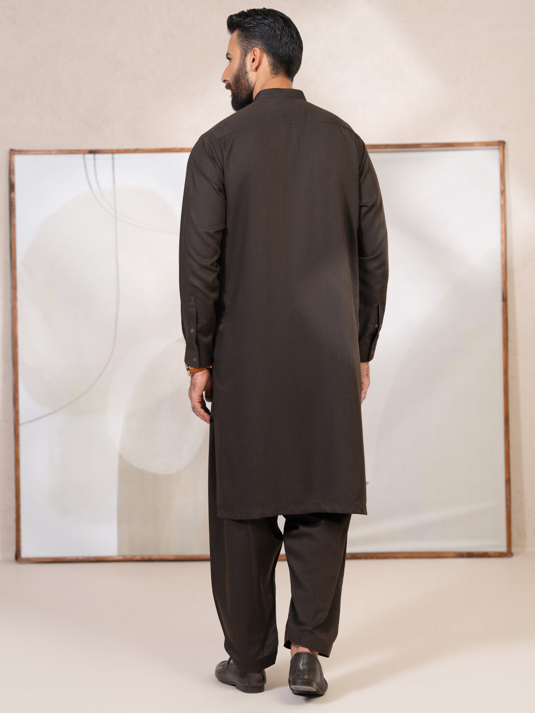 Dark Brown Kameez Shalwar - AL-KS-3419