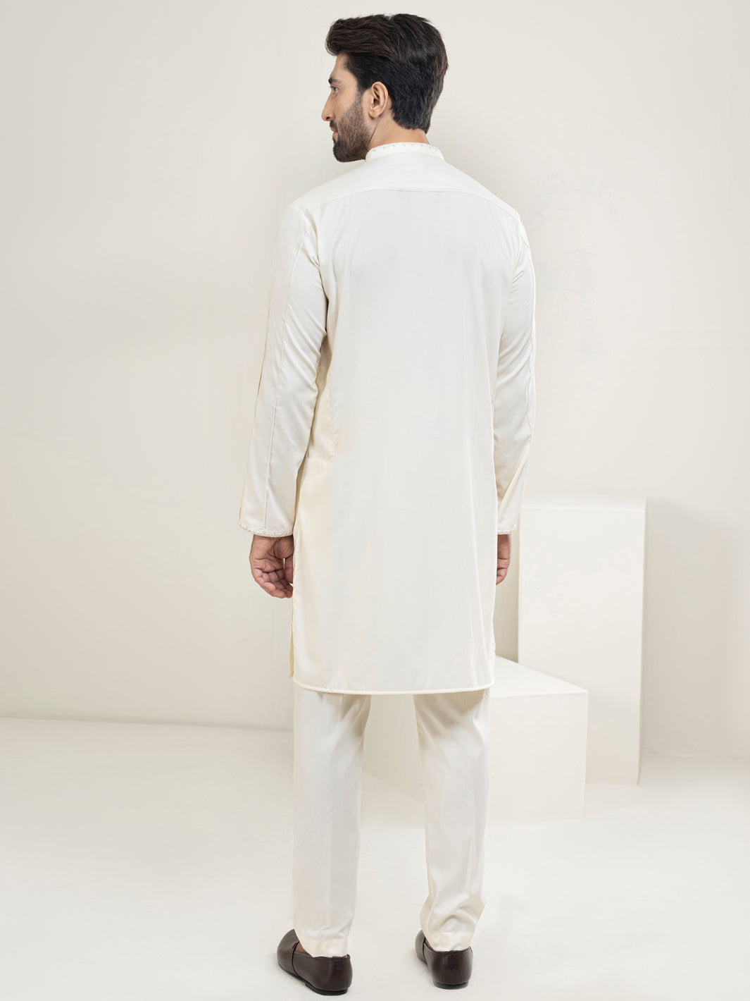 Cream Blended Kurta Trouser - AL-KT-2919