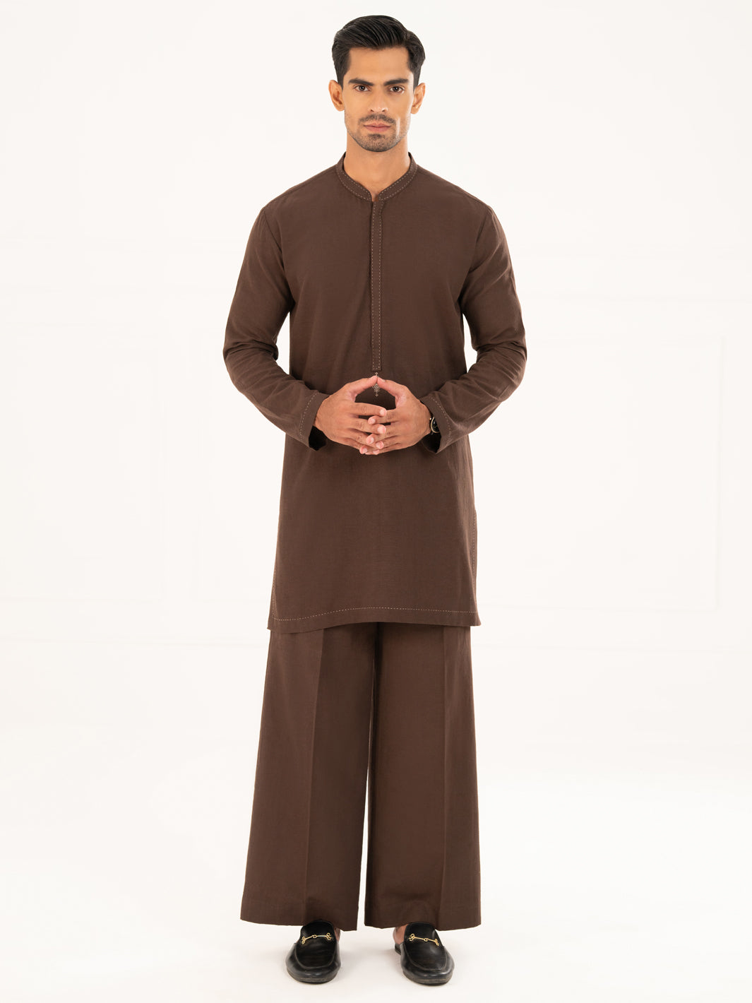 Brown Semi-Formal Kurta Trousers - AL-KT-3323B