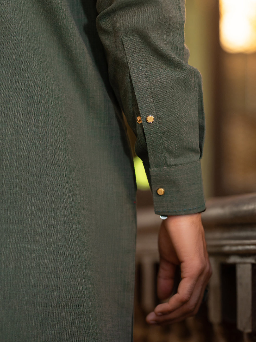 Olive Green Cut & Sew Kurta Trousers - AL-KT-3503