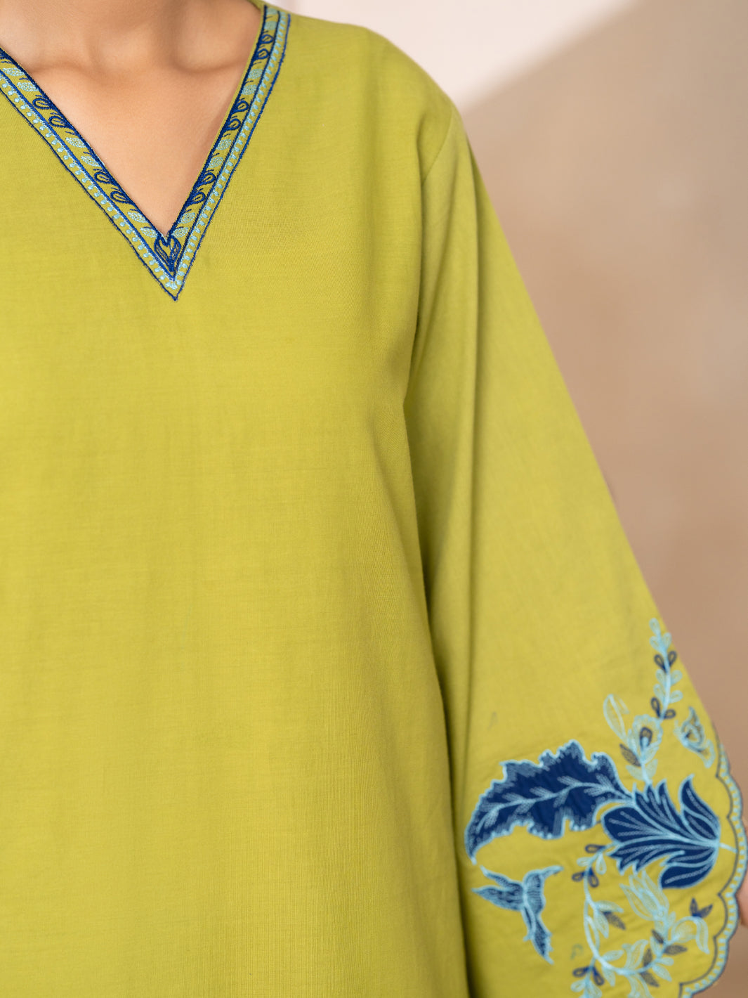 Parrot Green Cotton Lawn Kurti - AL-LK-1179