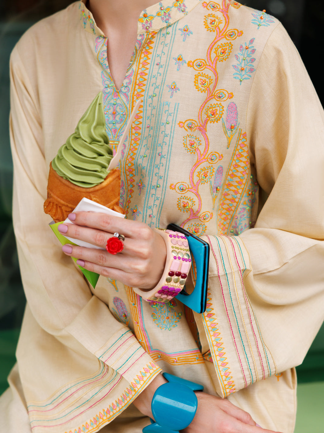 Off White Dobby Cotton Tunic - AL-LK-959 - Almirah Online