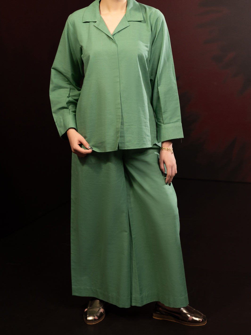 Pistachio Green Light Slub Khaddar 2Pc Stitched - AL-2PS-LKS-1082