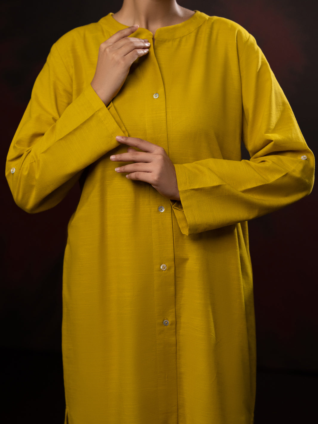 Mustard Light Slub Khaddar 2Pc Stitched - AL-2PS-LKS-1083