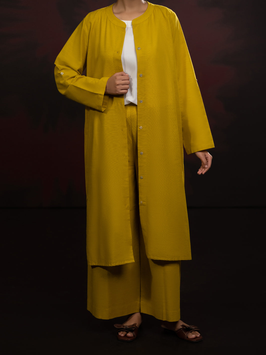 Mustard Light Slub Khaddar 2Pc Stitched - AL-2PS-LKS-1083