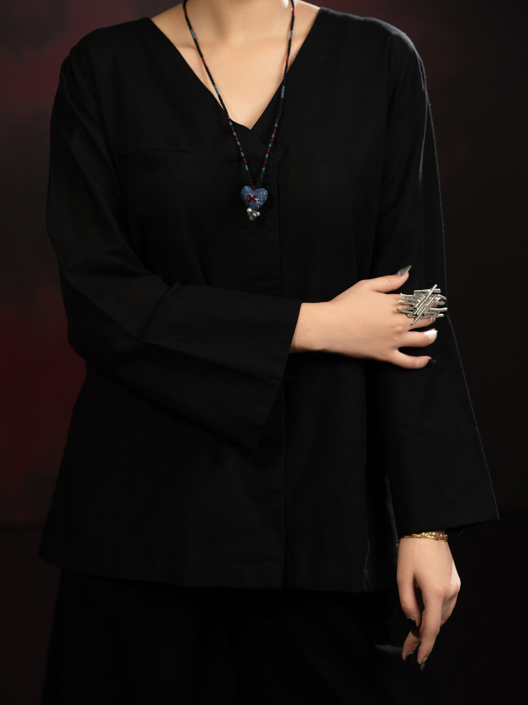 Black Light Slub Khaddar 2Pc Stitched - AL-2PS-LKS-1085