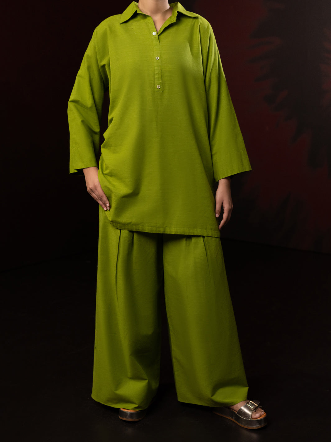 Green Light Slub Khaddar 2Pc Stitched - AL-2PS-LKS-1086