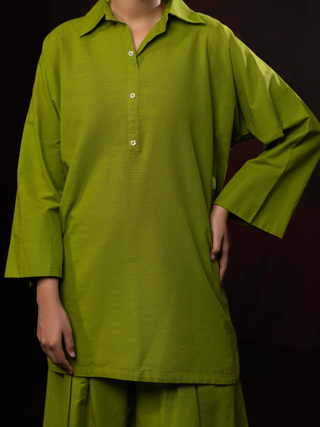 Green Light Slub Khaddar 2Pc Stitched - AL-2PS-LKS-1086