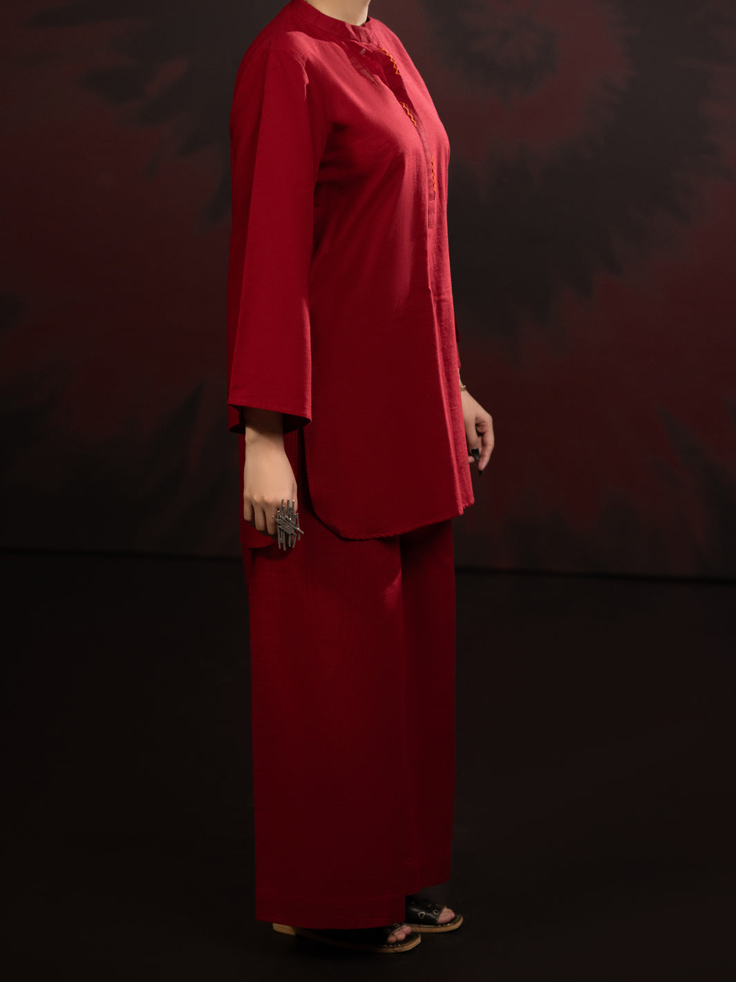 Red Light Slub Khaddar 2Pc Stitched - AL-2PS-LKS-1088