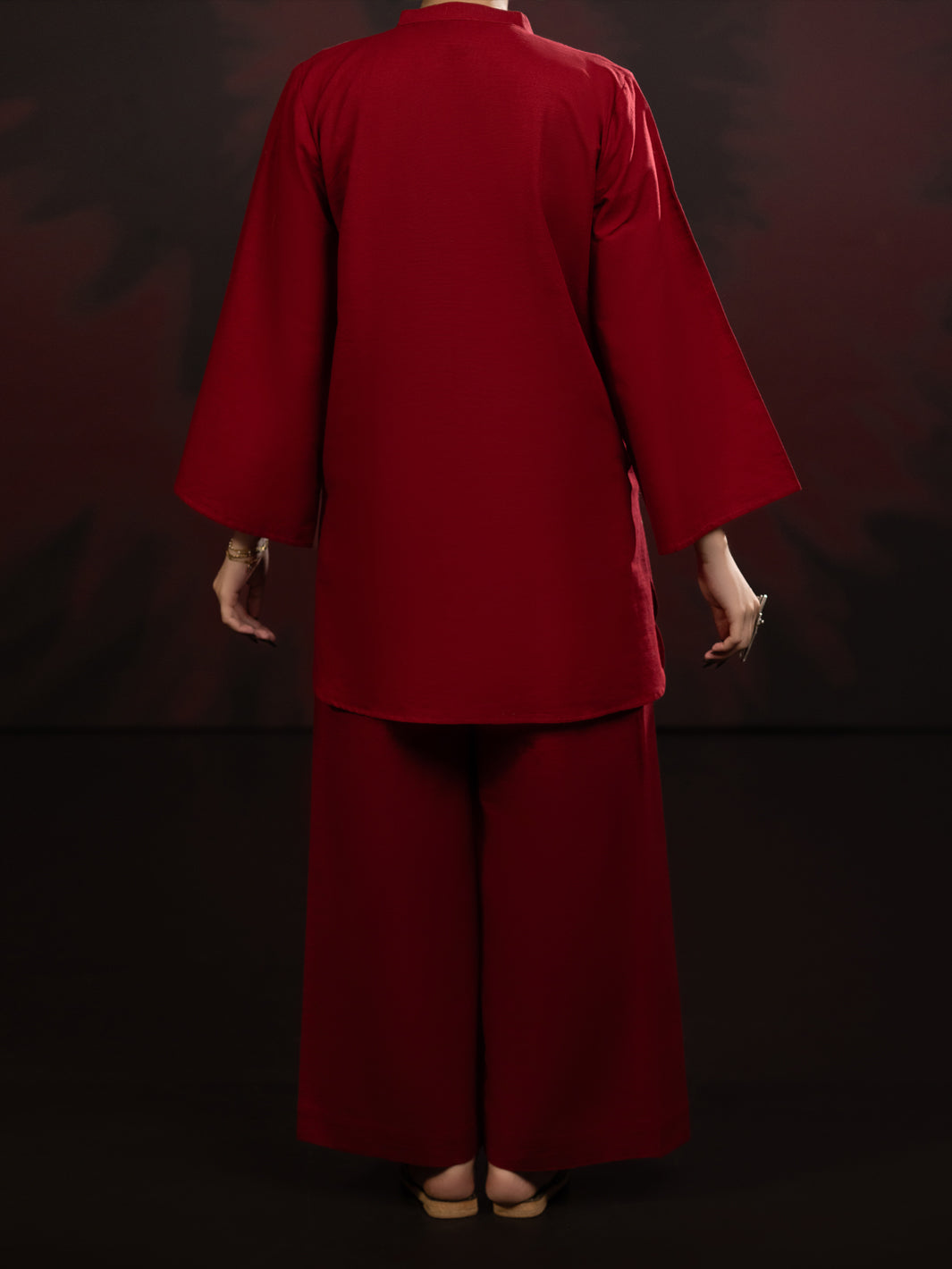 Red Light Slub Khaddar 2Pc Stitched - AL-2PS-LKS-1088