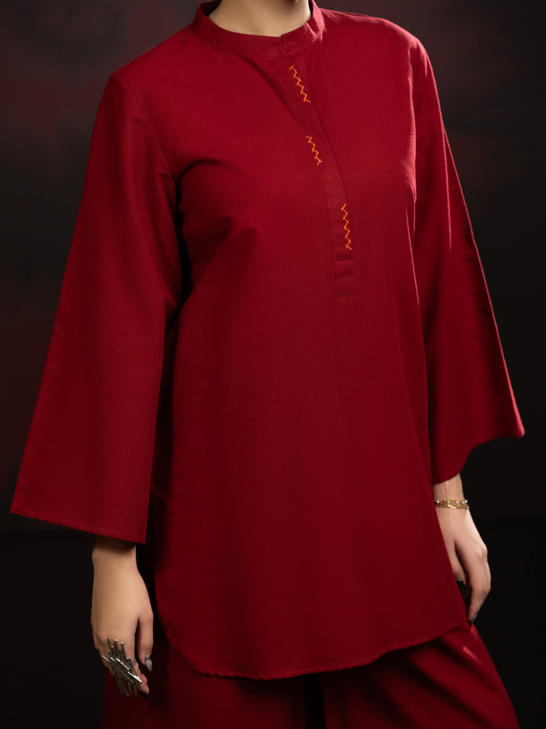 Red Light Slub Khaddar 2Pc Stitched - AL-2PS-LKS-1088